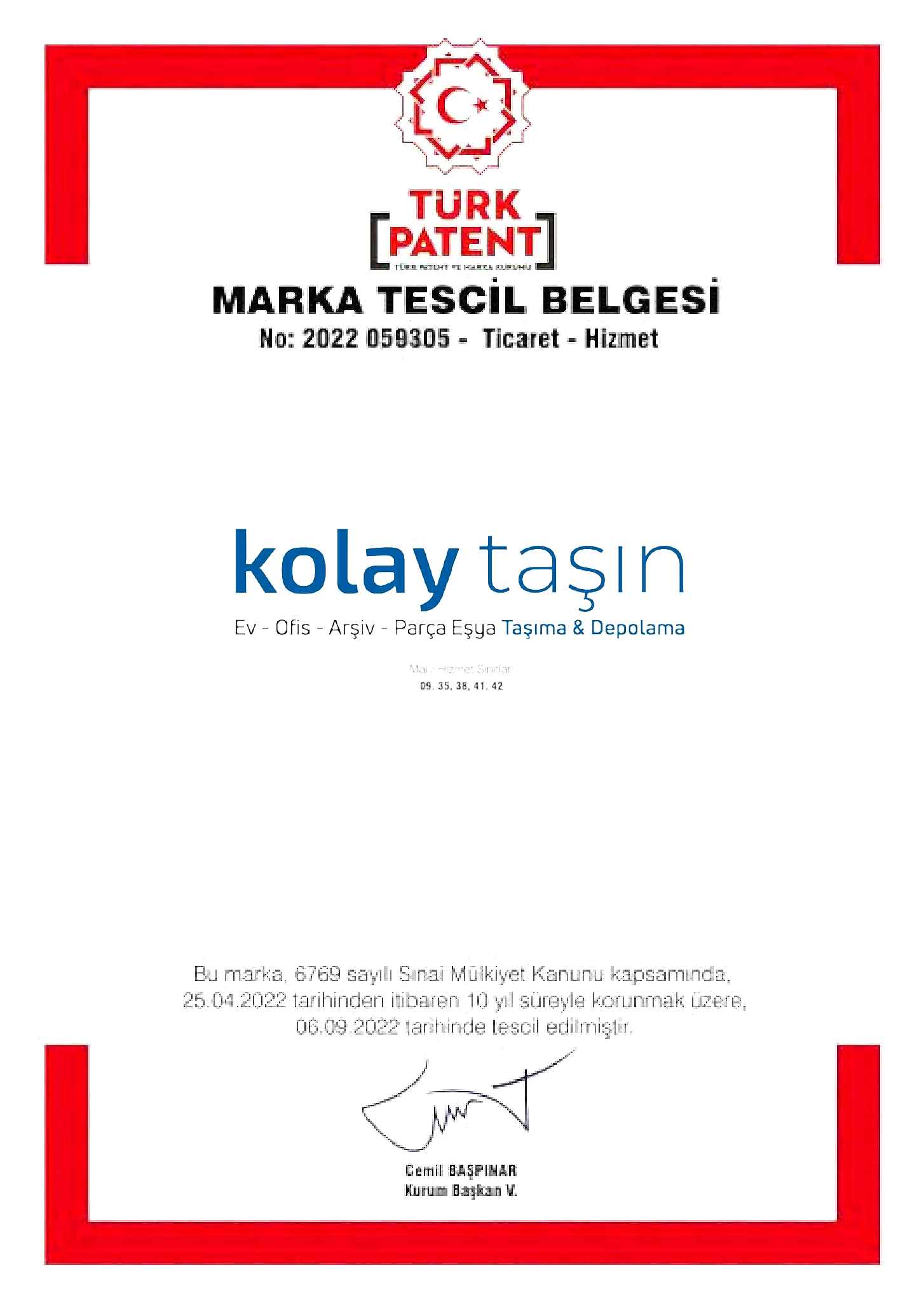 kolay taşın nakliyat marka tescil
